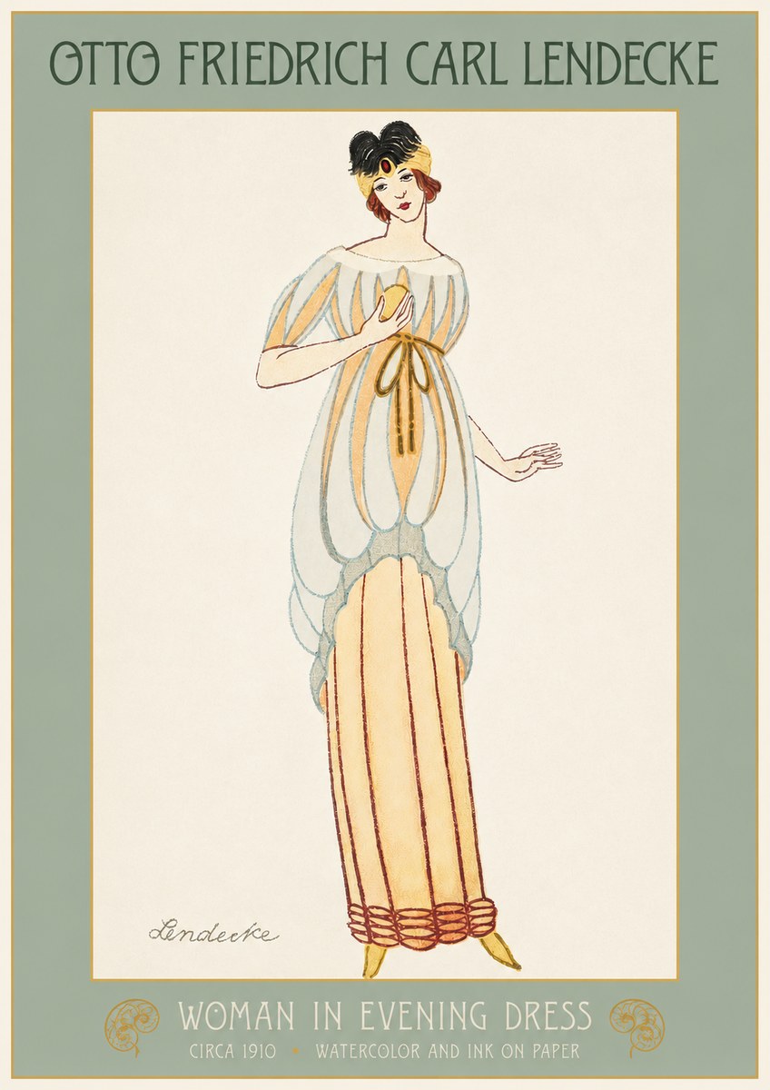 Otto Friedrich Carl Lendecke Woman in Evening Dress No2 - Plakát