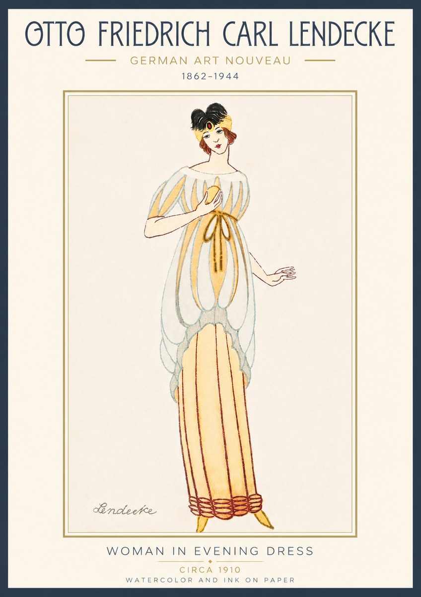 Otto Friedrich Carl Lendecke Woman in Evening Dress No4 - Plakát