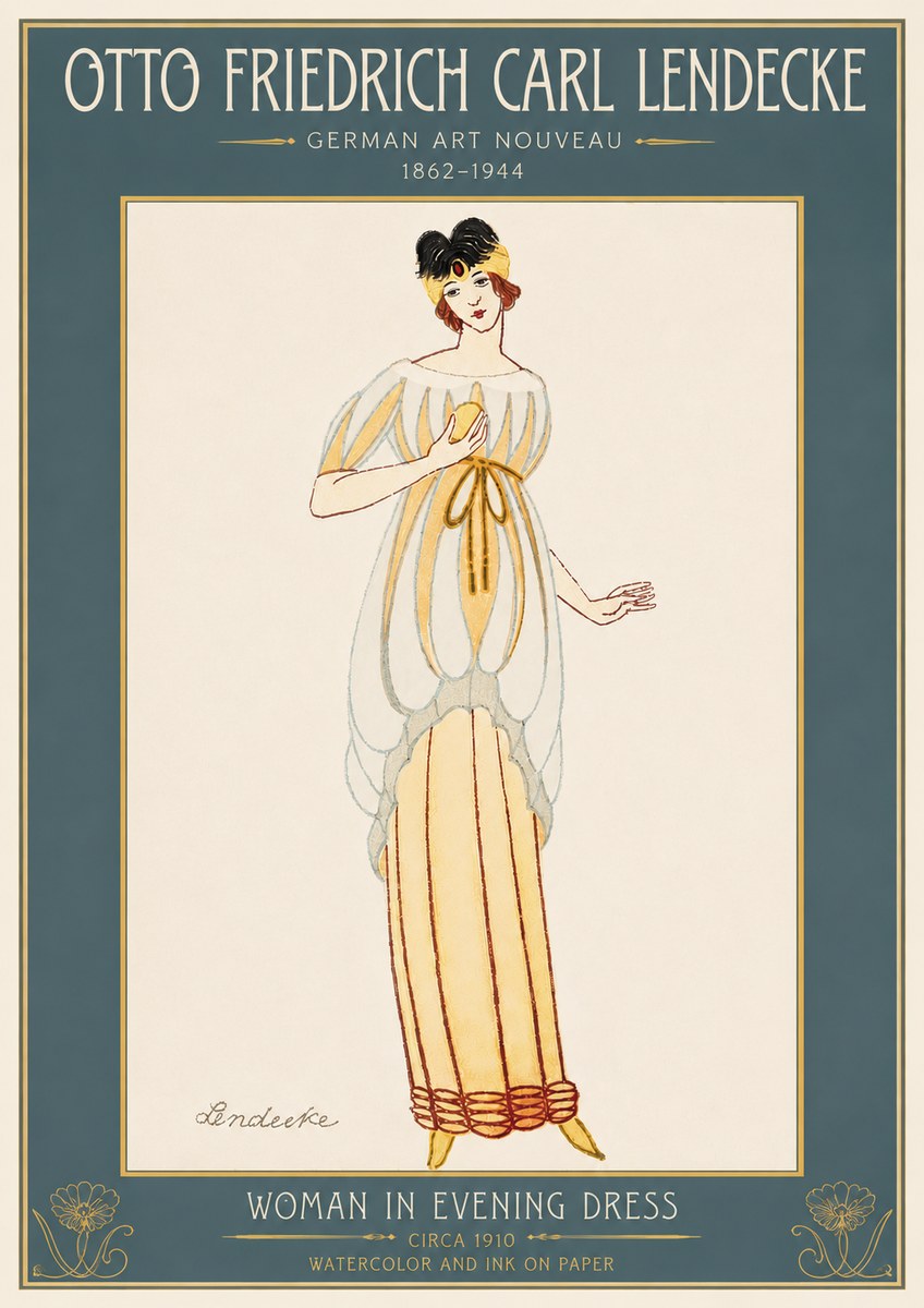 Otto Friedrich Carl Lendecke Woman in Evening Dress No6 - Plakát
