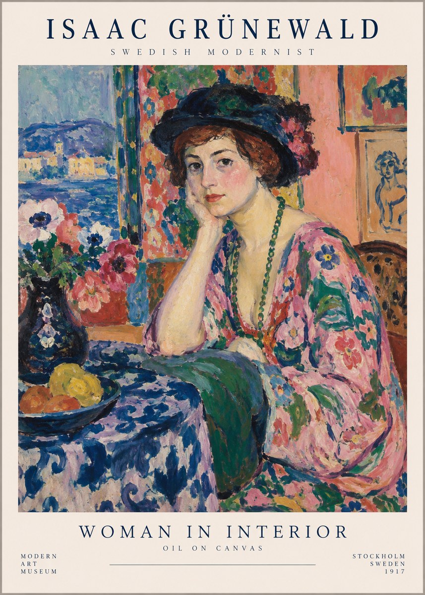 Isaac Grünewald Woman in Interior No1 - Plakát