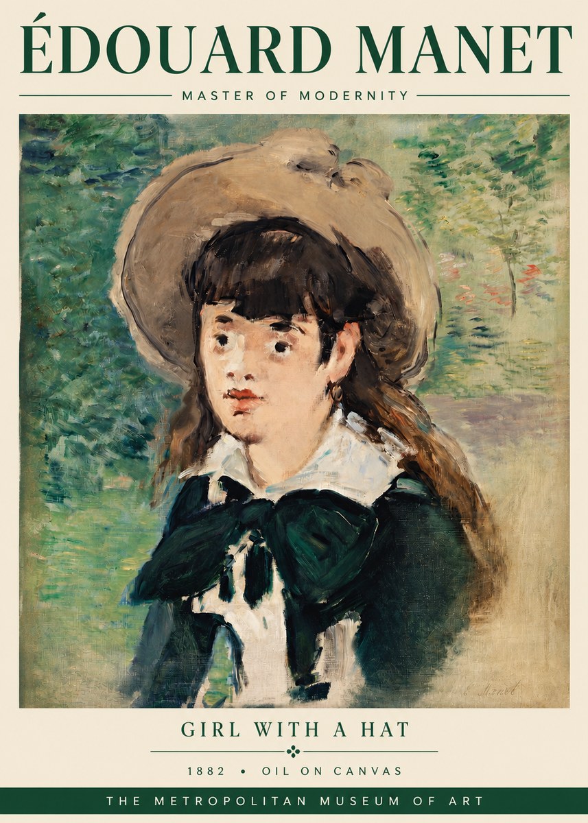 Édouard Manet Girl with a Hat No3 - Plakát