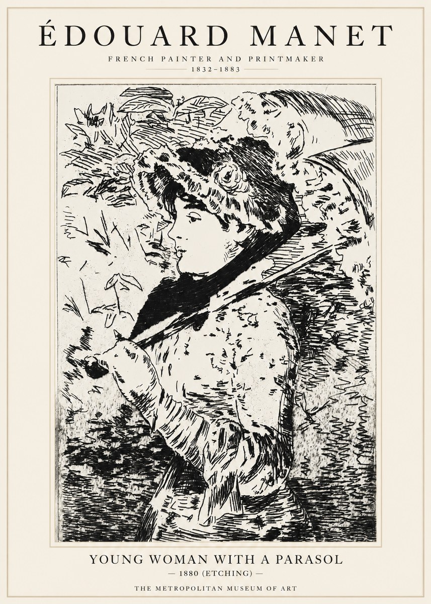 Édouard Manet Young Woman with a Parasol No1 - Plakát