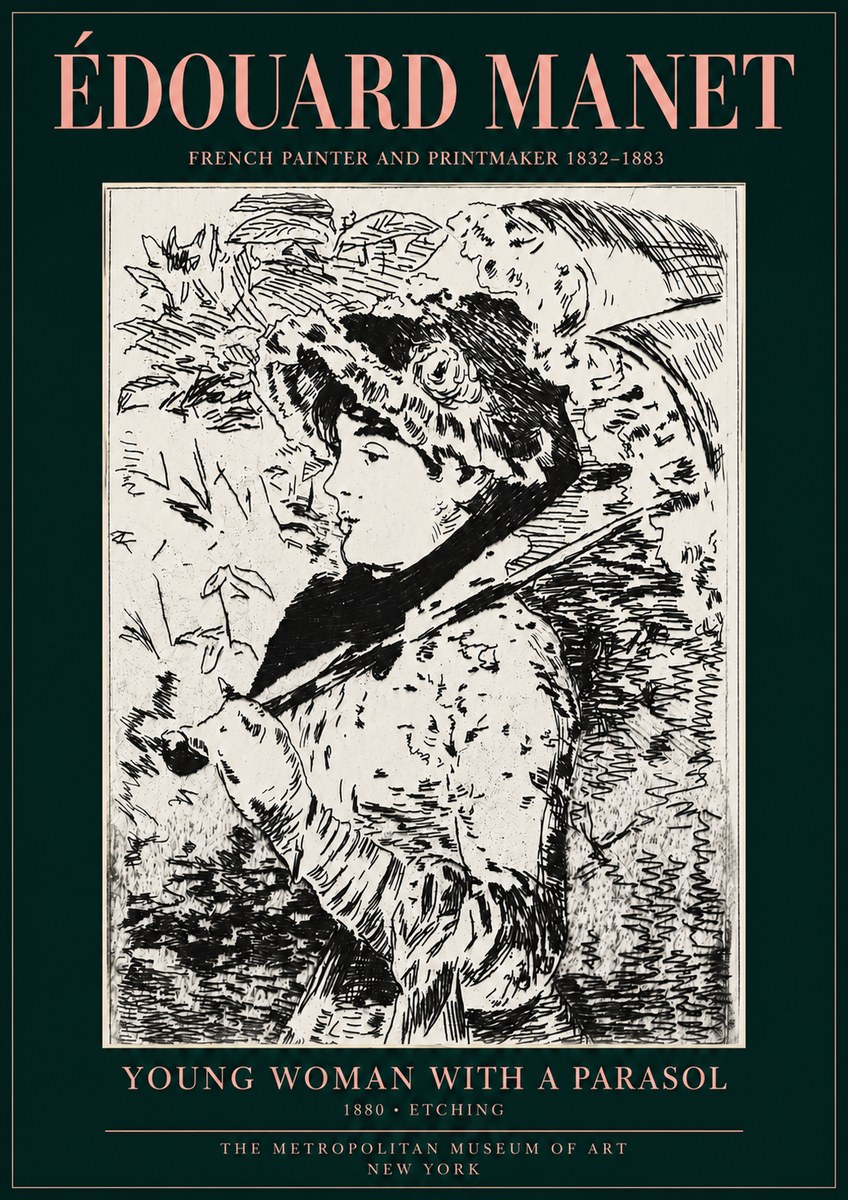 Édouard Manet Young Woman with a Parasol No3 - Plakát