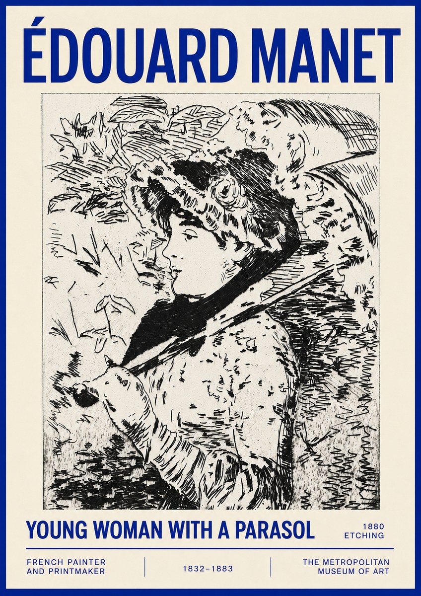 Édouard Manet Young Woman with a Parasol No4 - Plakát