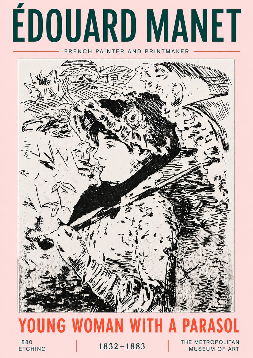 Édouard Manet Young Woman with a Parasol No6 - Plakát
