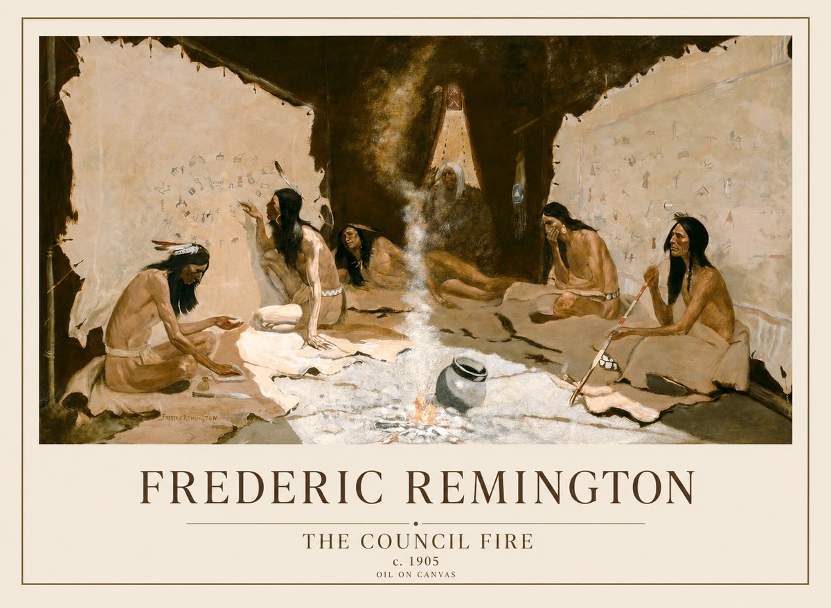 Frederic Remington The Council Fire I No1 - Plakát