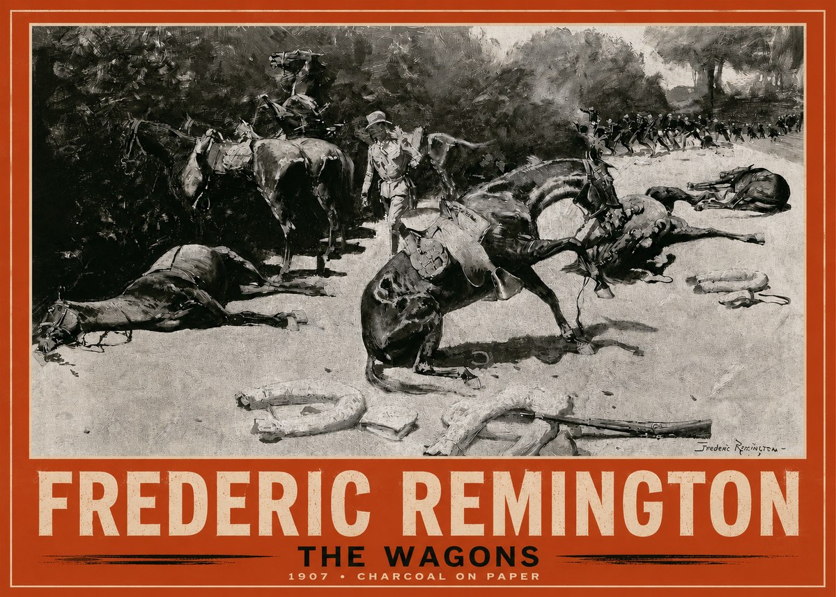 Frederic Remington The Wagons No2 - Plakát
