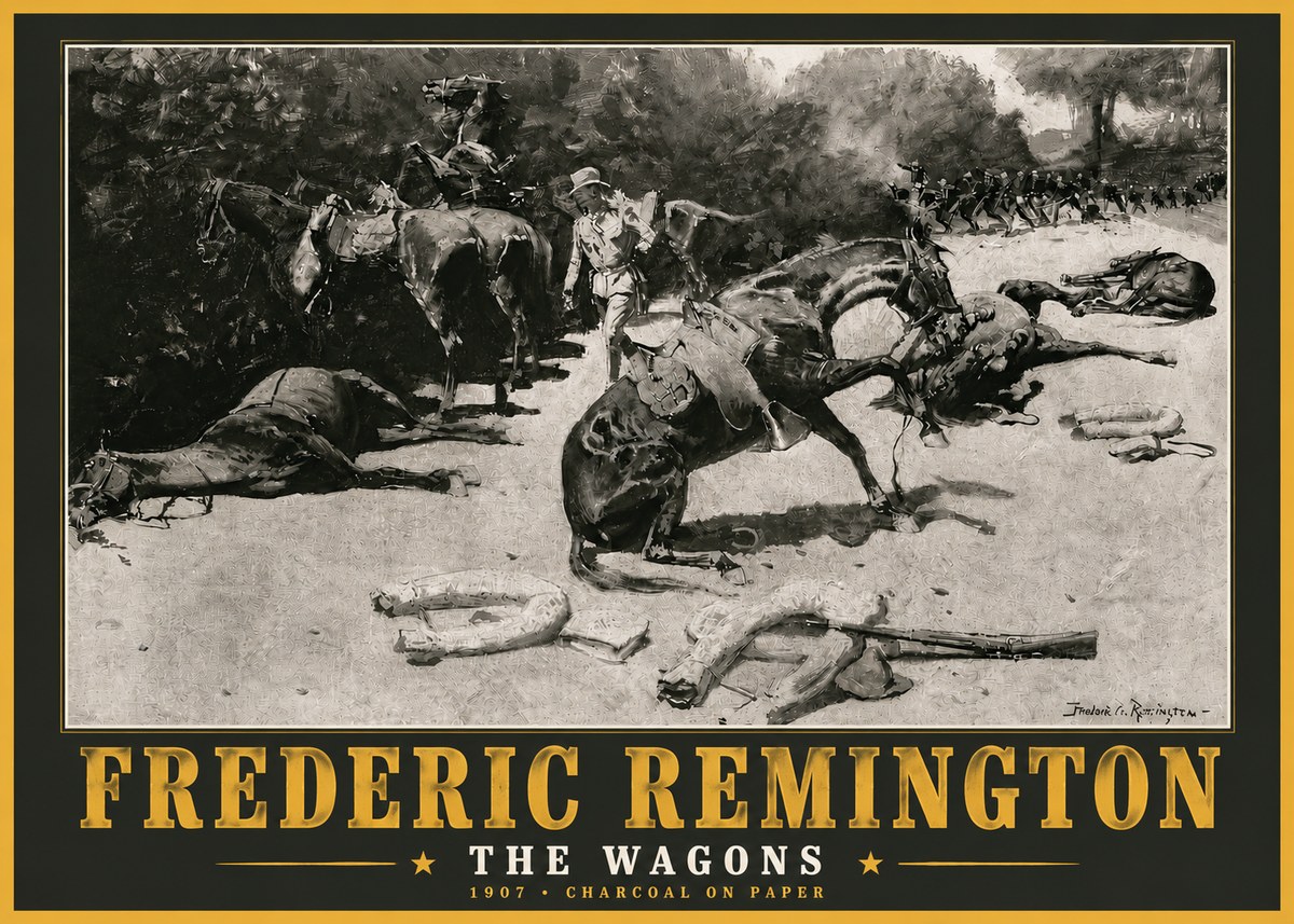 Frederic Remington The Wagons No5 - Plakát