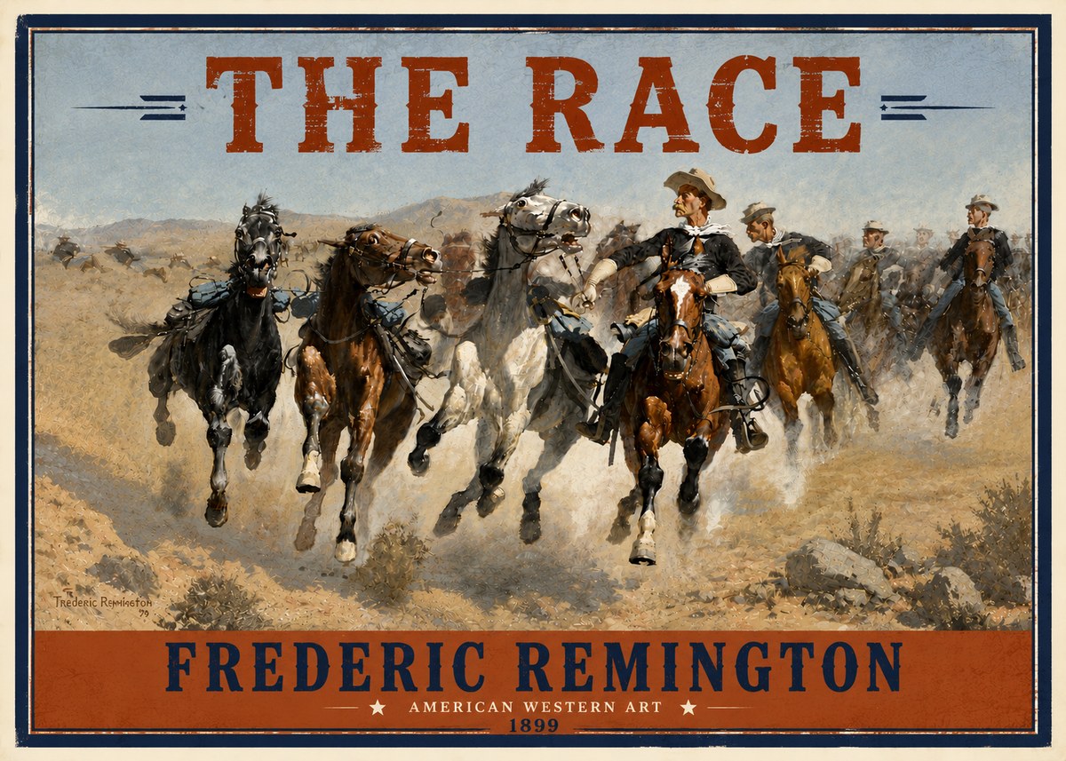 Frederic Remington The Race I No6 - Plakát