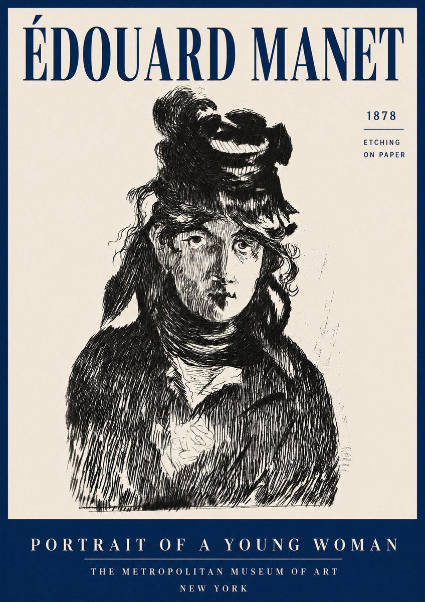Édouard Manet Portrait of a Young Woman I No4 - Plakát