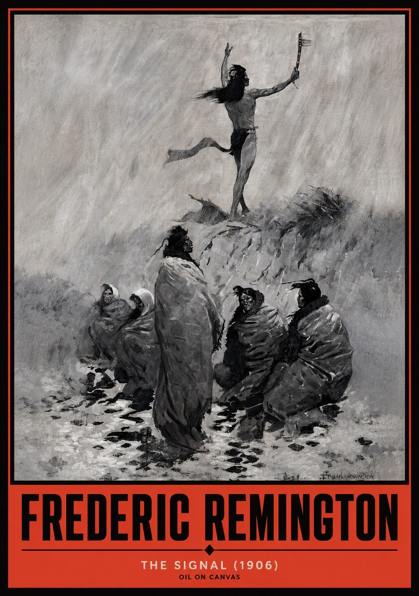 Frederic Remington The Signal No2 - Plakát
