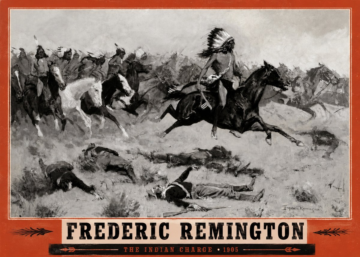 Frederic Remington The Indian Charge No2 - Plakát
