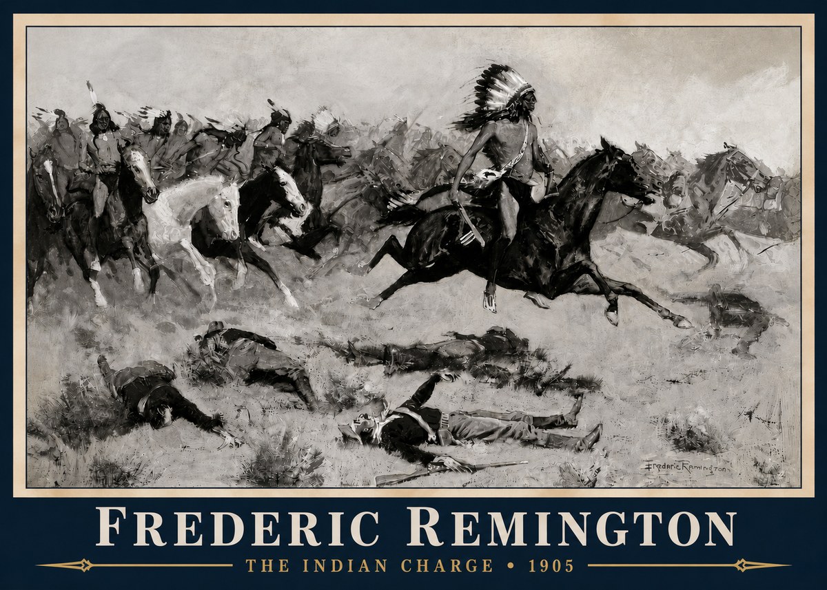 Frederic Remington The Indian Charge No3 - Plakát