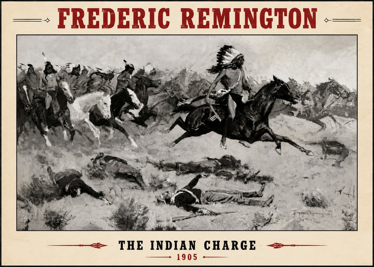 Frederic Remington The Indian Charge No4 - Plakát