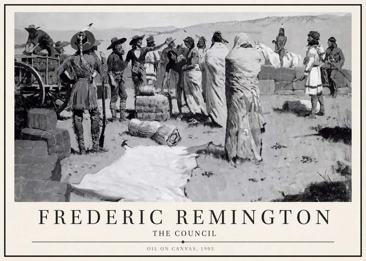 Frederic Remington The Parley No4 - Plakát