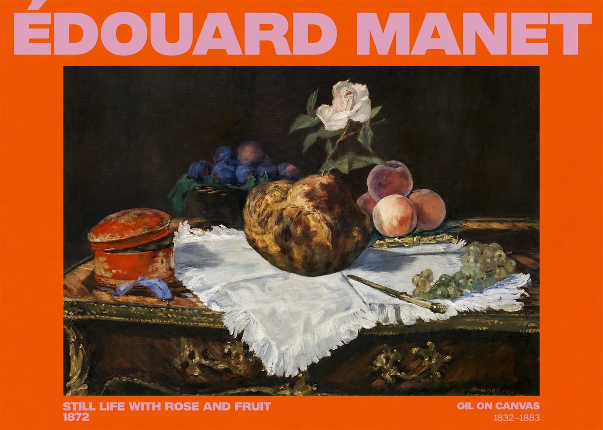 Édouard Manet Still Life with Rose and Fruit No2 - Plakát