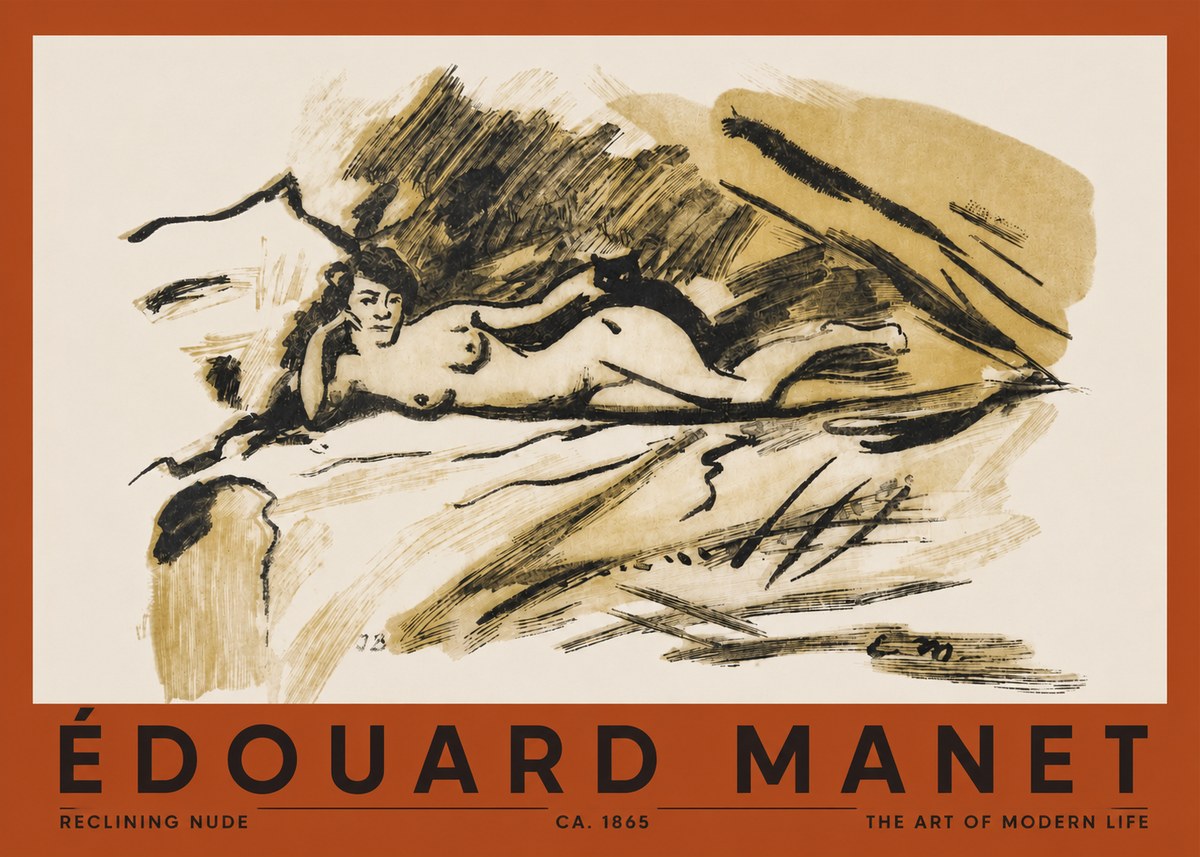 Édouard Manet Reclining Nude No2 - Plakát