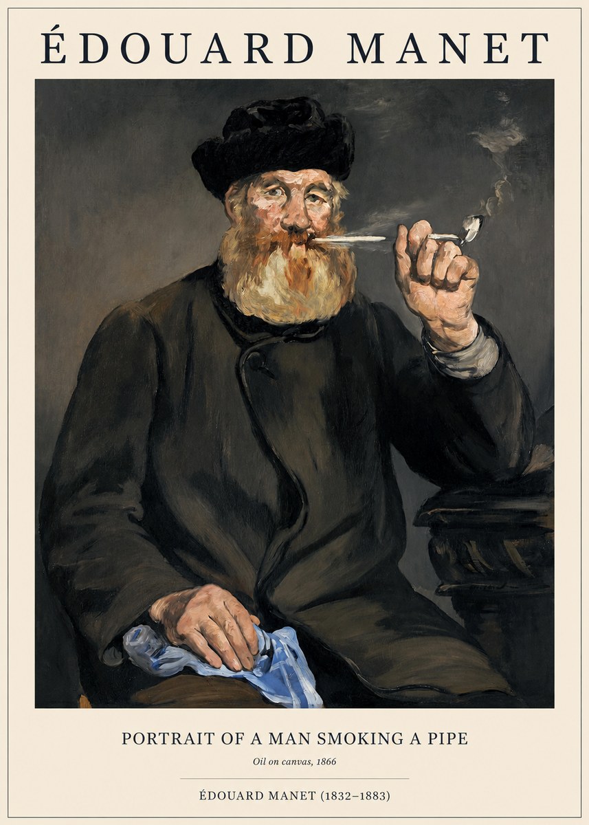 Édouard Manet Portrait of a Man Smoking a Pipe No1 - Plakát