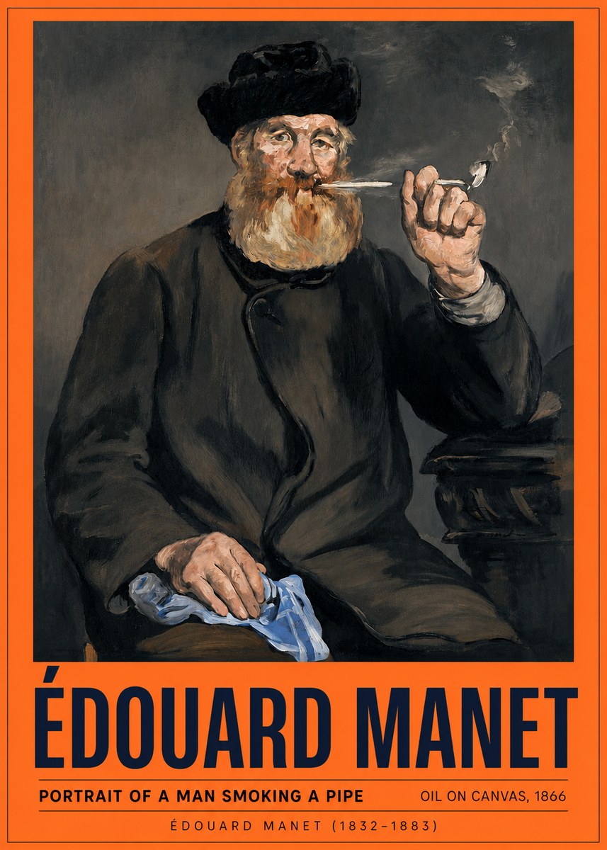 Édouard Manet Portrait of a Man Smoking a Pipe No2 - Plakát