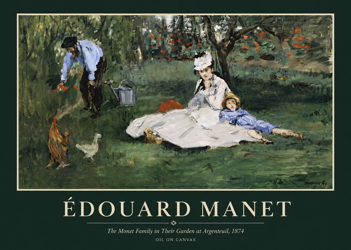 Édouard Manet The Monet Family in Their Garden at Argenteuil, 1874 No3 - Plakát