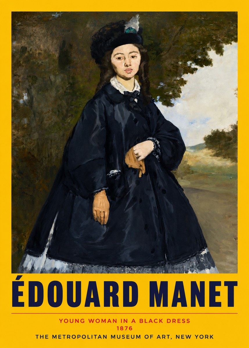 Édouard Manet Young Woman in a Black Dress No2 - Plakát