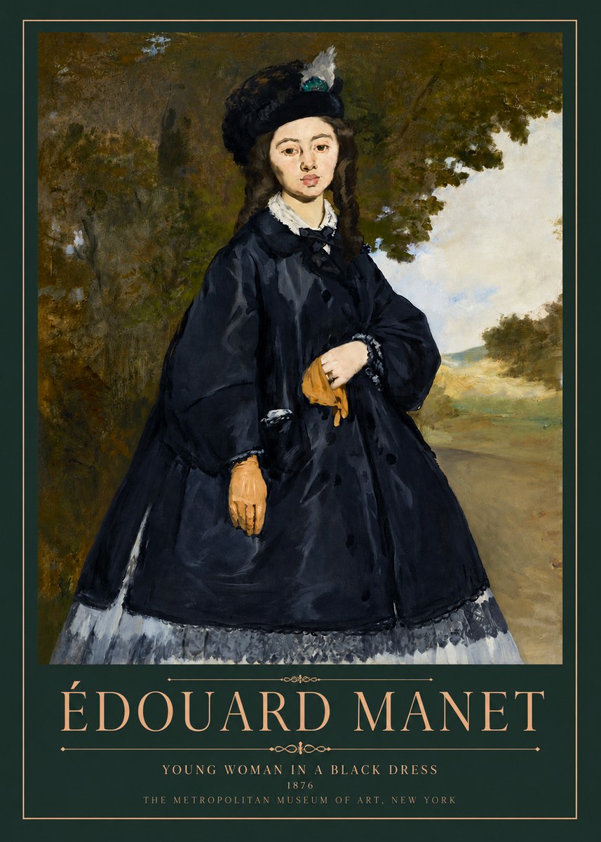 Édouard Manet Young Woman in a Black Dress No3 - Plakát