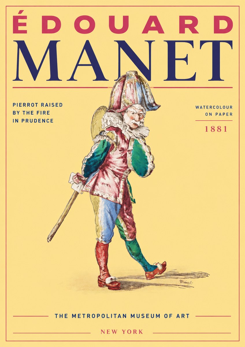 Édouard Manet Pierrot Raised by the Fire in Prudence No4 - Plakát