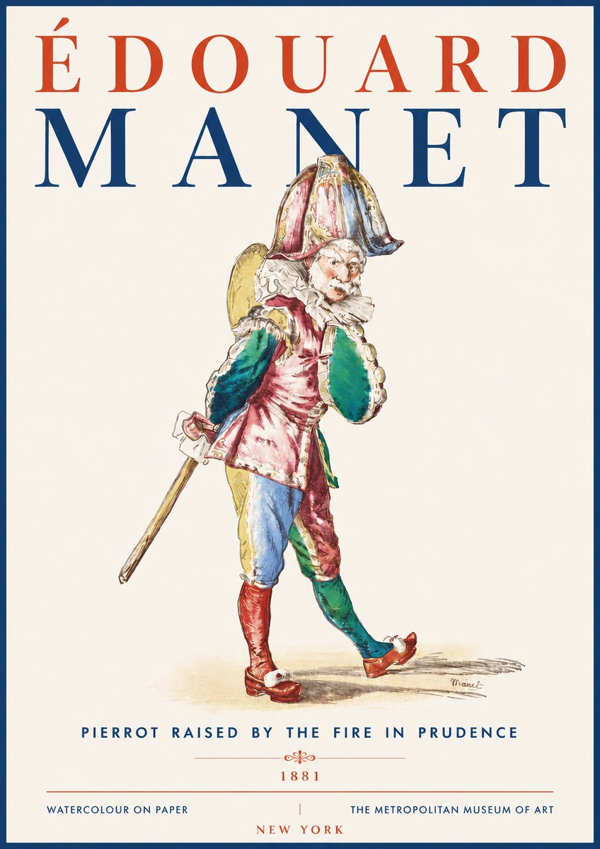 Édouard Manet Pierrot Raised by the Fire in Prudence No5 - Plakát