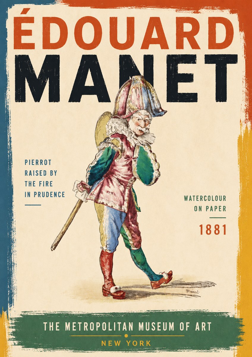 Édouard Manet Pierrot Raised by the Fire in Prudence No6 - Plakát
