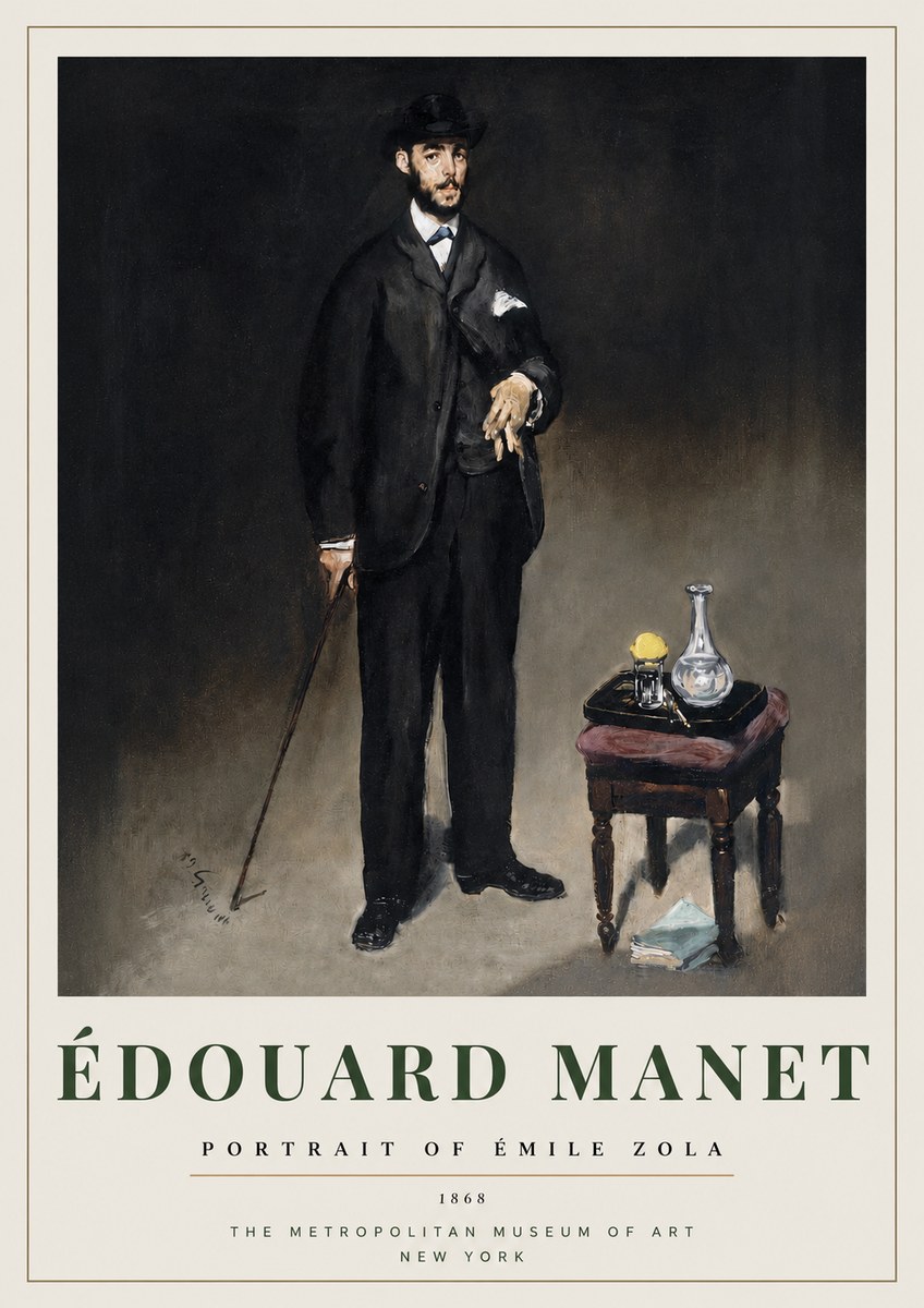 Édouard Manet Portrait of Émile Zola No3 - Plakát