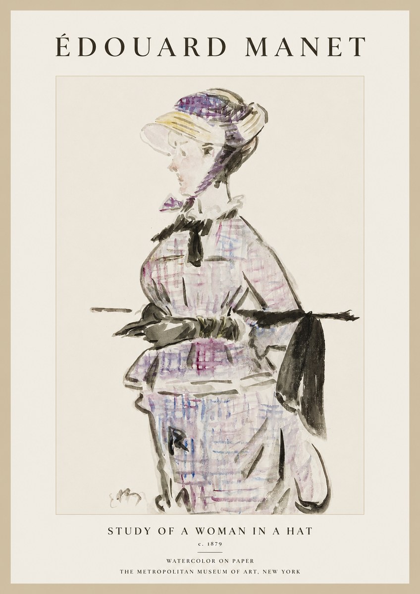 Édouard Manet Study of a Woman in a Hat No1 - Plakát