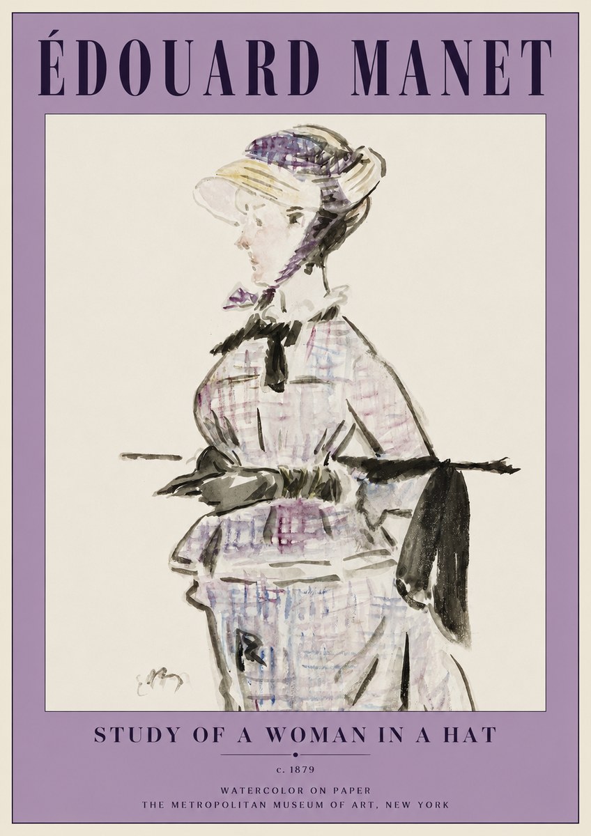 Édouard Manet Study of a Woman in a Hat No2 - Plakát