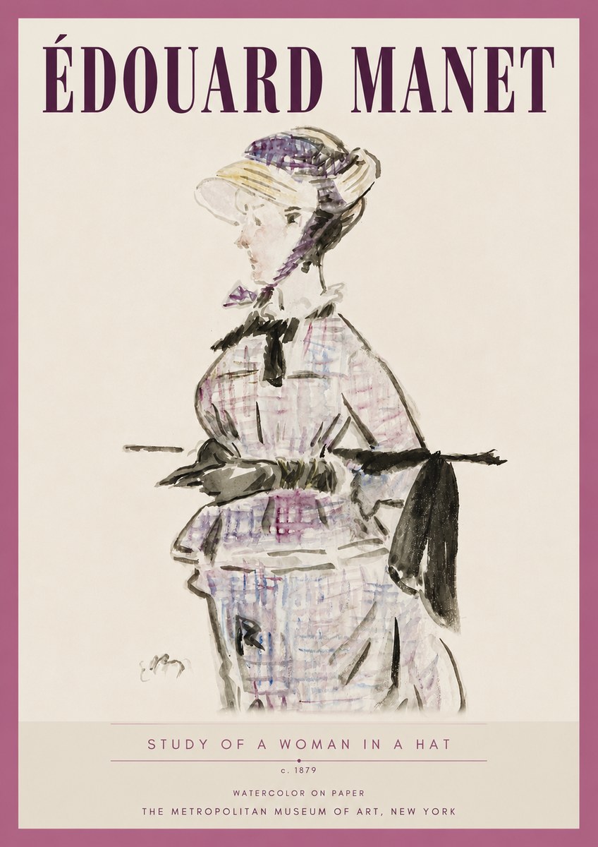 Édouard Manet Study of a Woman in a Hat No4 - Plakát