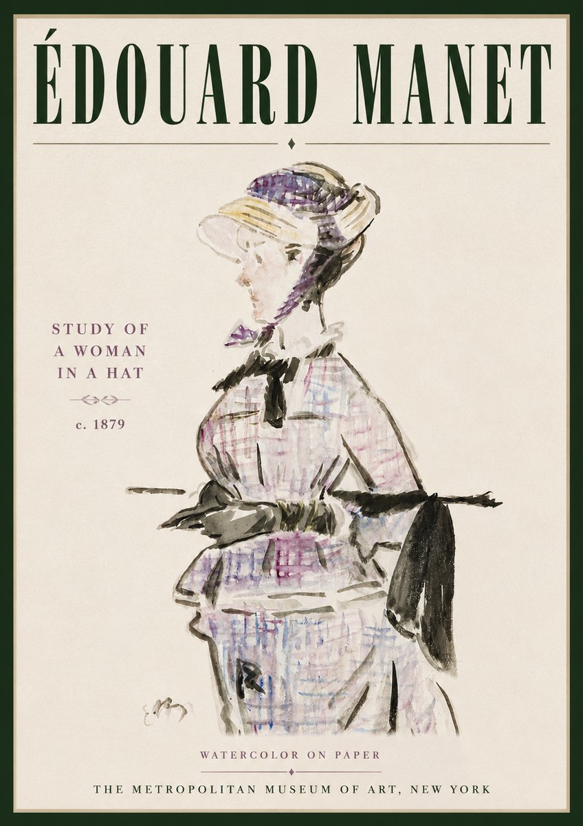Édouard Manet Study of a Woman in a Hat No5 - Plakát