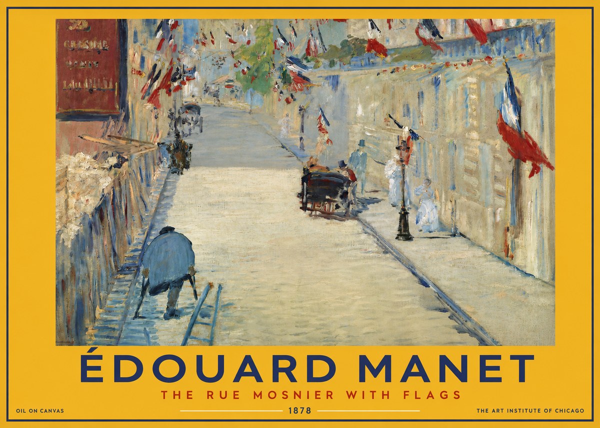 Édouard Manet The Rue Mosnier with Flags No2 - Plakát