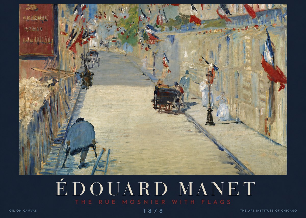 Édouard Manet The Rue Mosnier with Flags No3 - Plakát