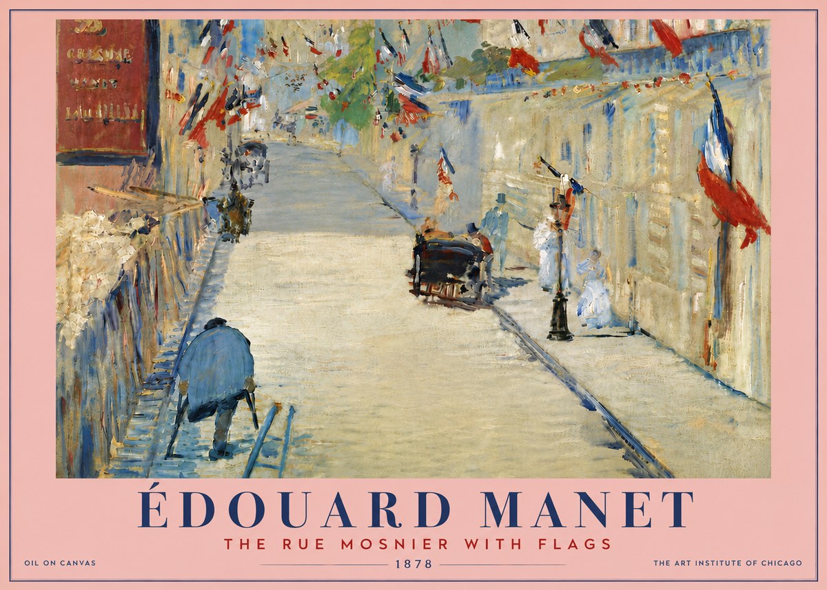 Édouard Manet The Rue Mosnier with Flags No6 - Plakát