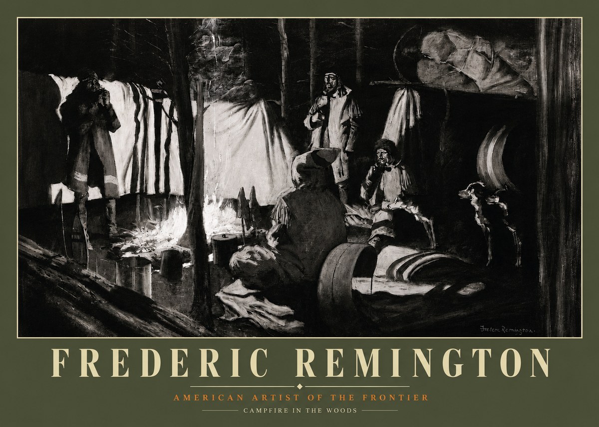 Frederic Remington A Trapper's Camp No3 - Plakát