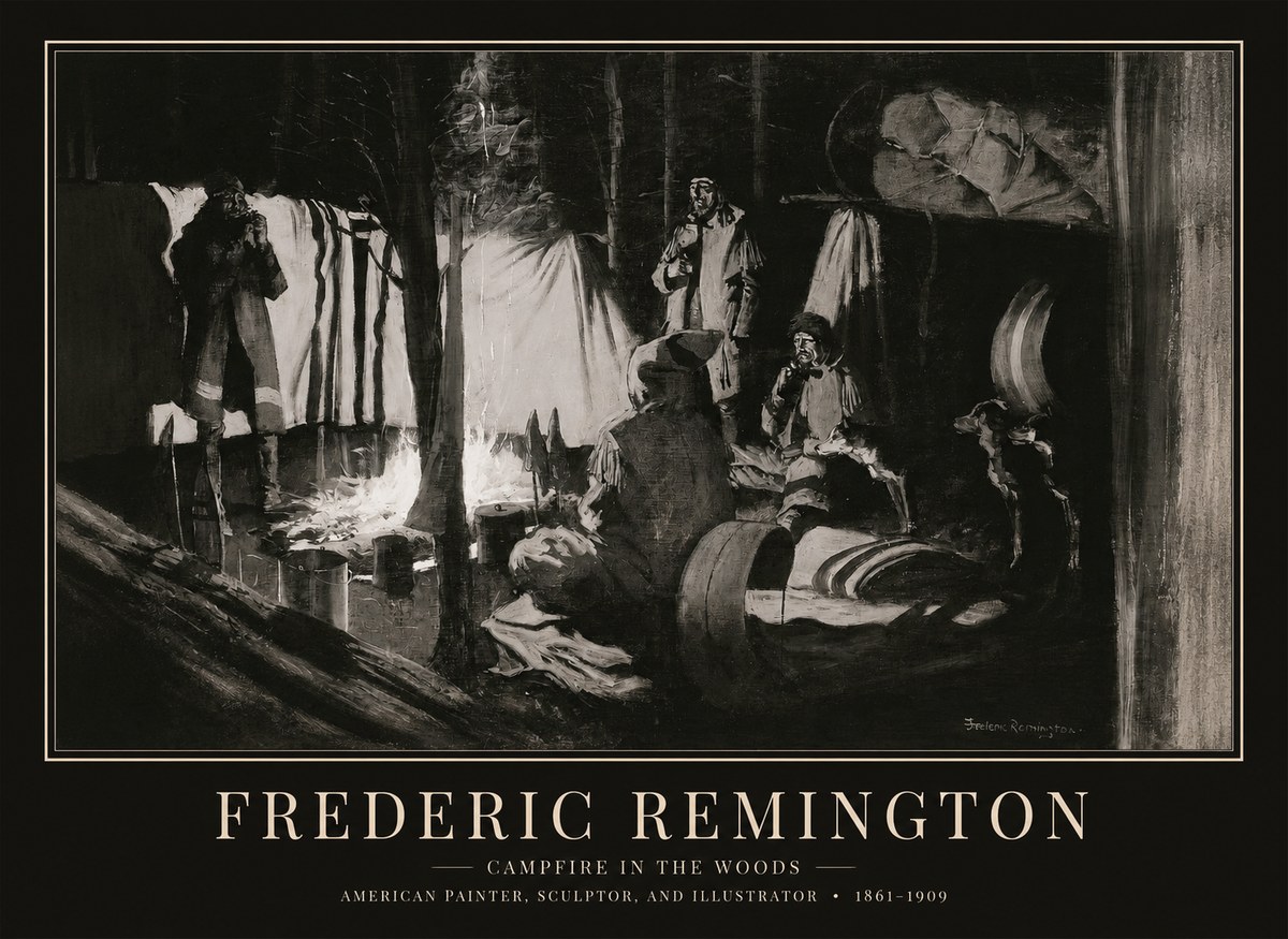 Frederic Remington A Trapper's Camp No6 - Plakát