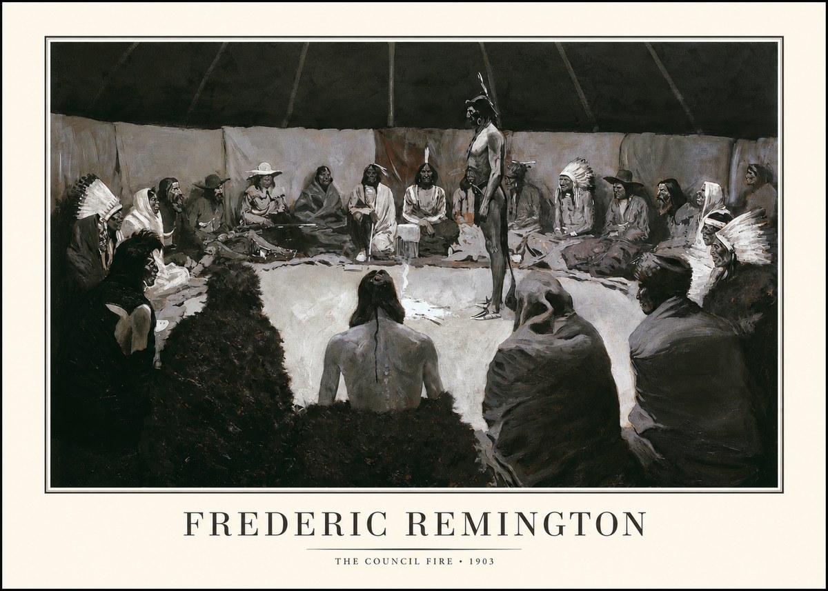 Frederic Remington The Council Fire II No1 - Plakát
