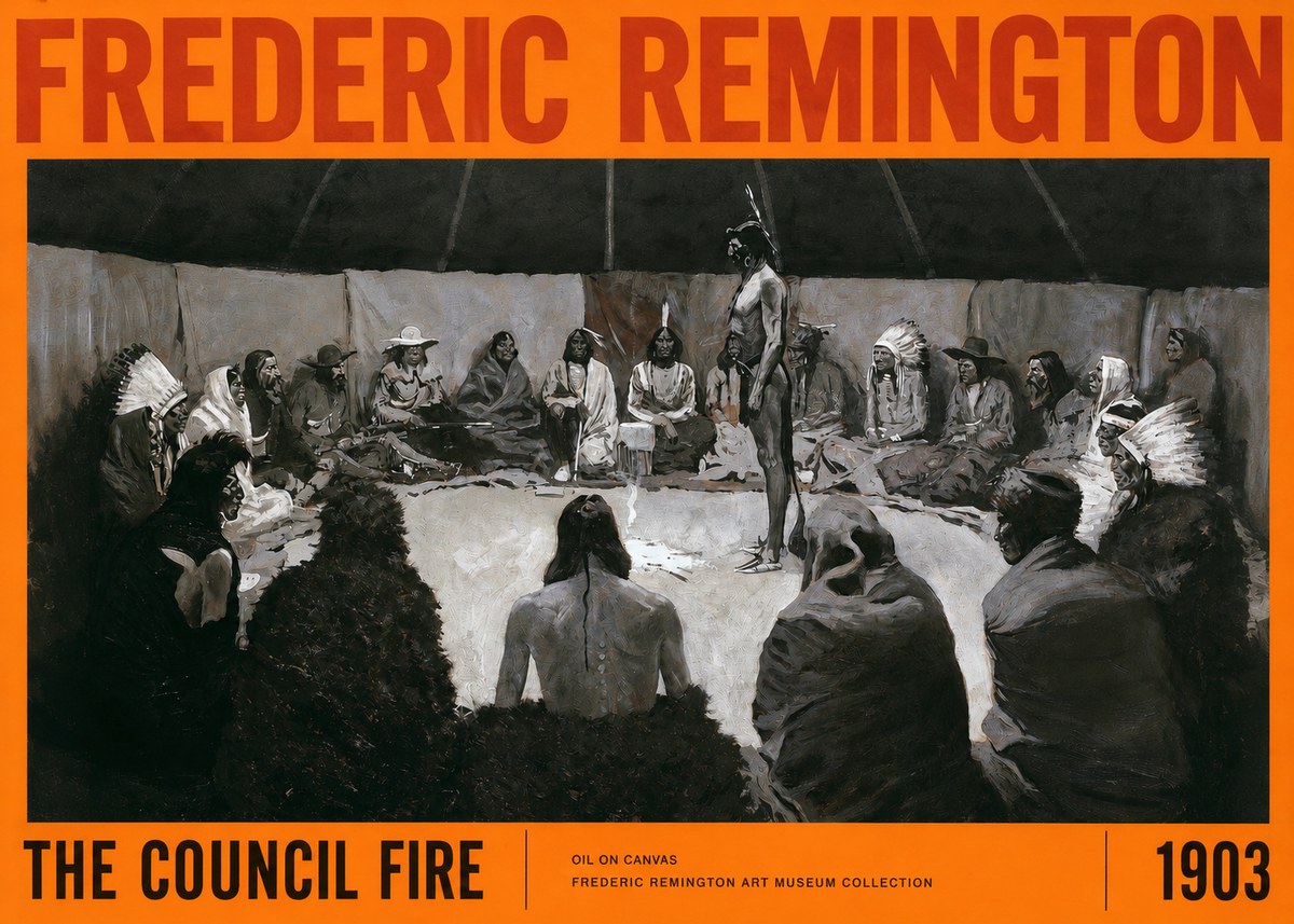 Frederic Remington The Council Fire II No2 - Plakát