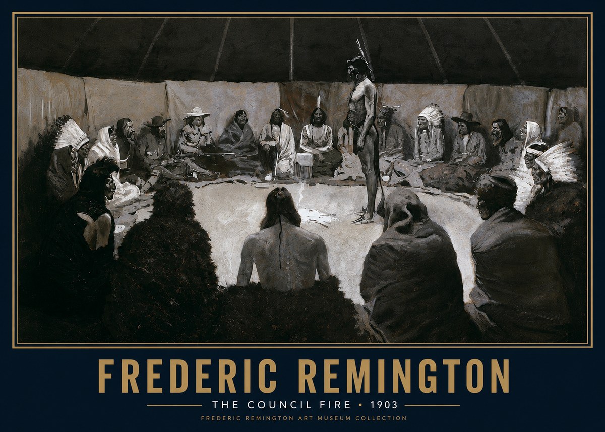 Frederic Remington The Council Fire II No5 - Plakát