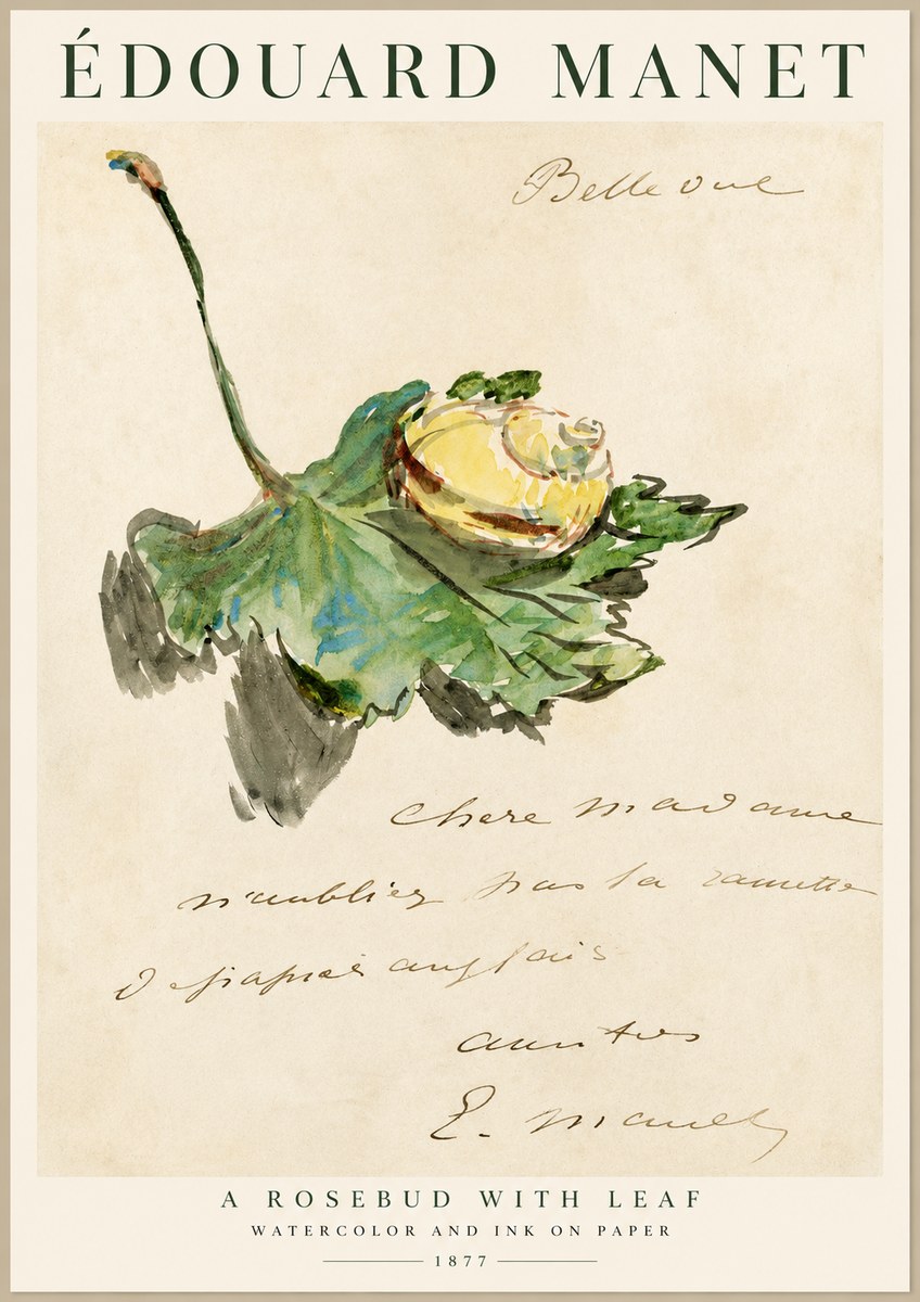 Édouard Manet A Rosebud with Leaf No1 - Plakát