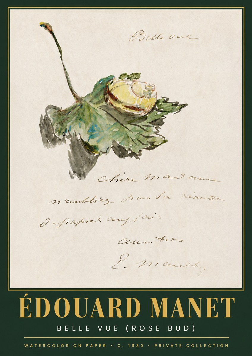 Édouard Manet A Rosebud with Leaf No5 - Plakát