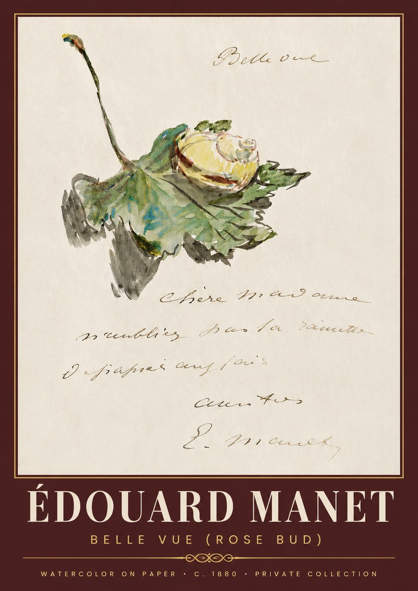 Édouard Manet A Rosebud with Leaf No6 - Plakát