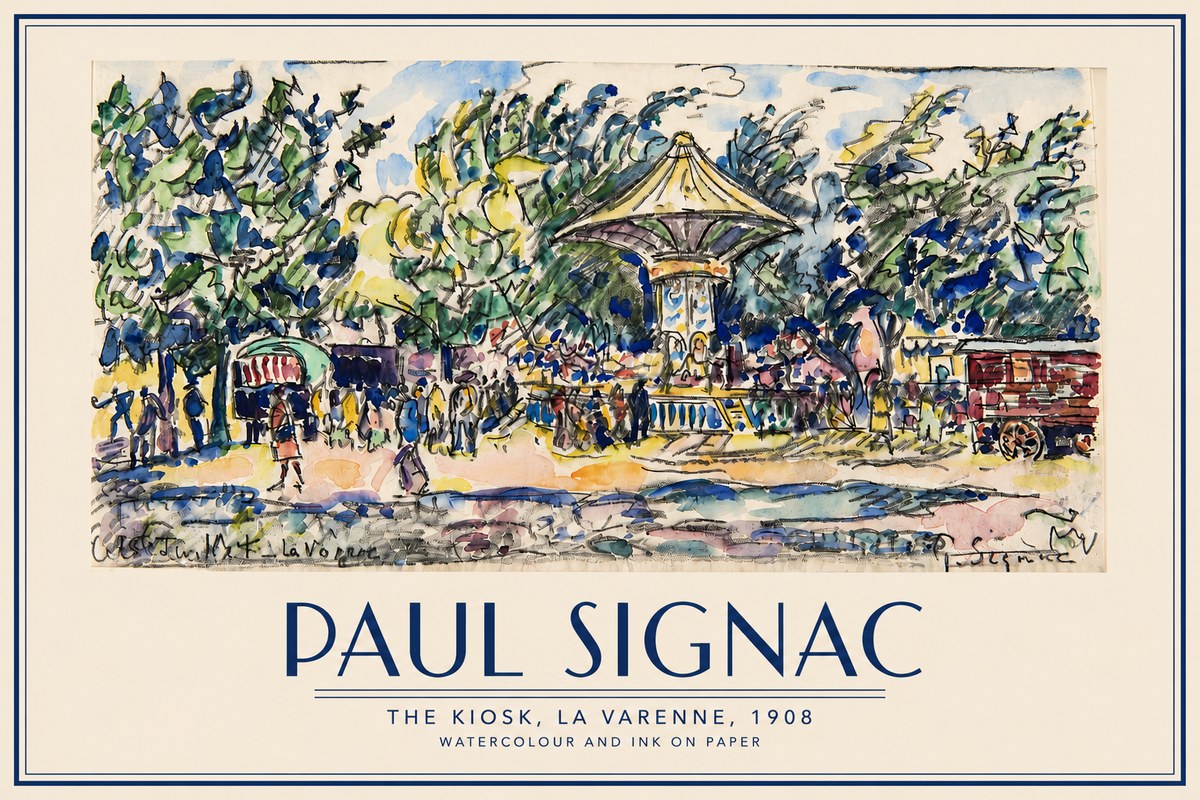 Signac The Kiosk, La Varenne, 1908 No3 - Plakát