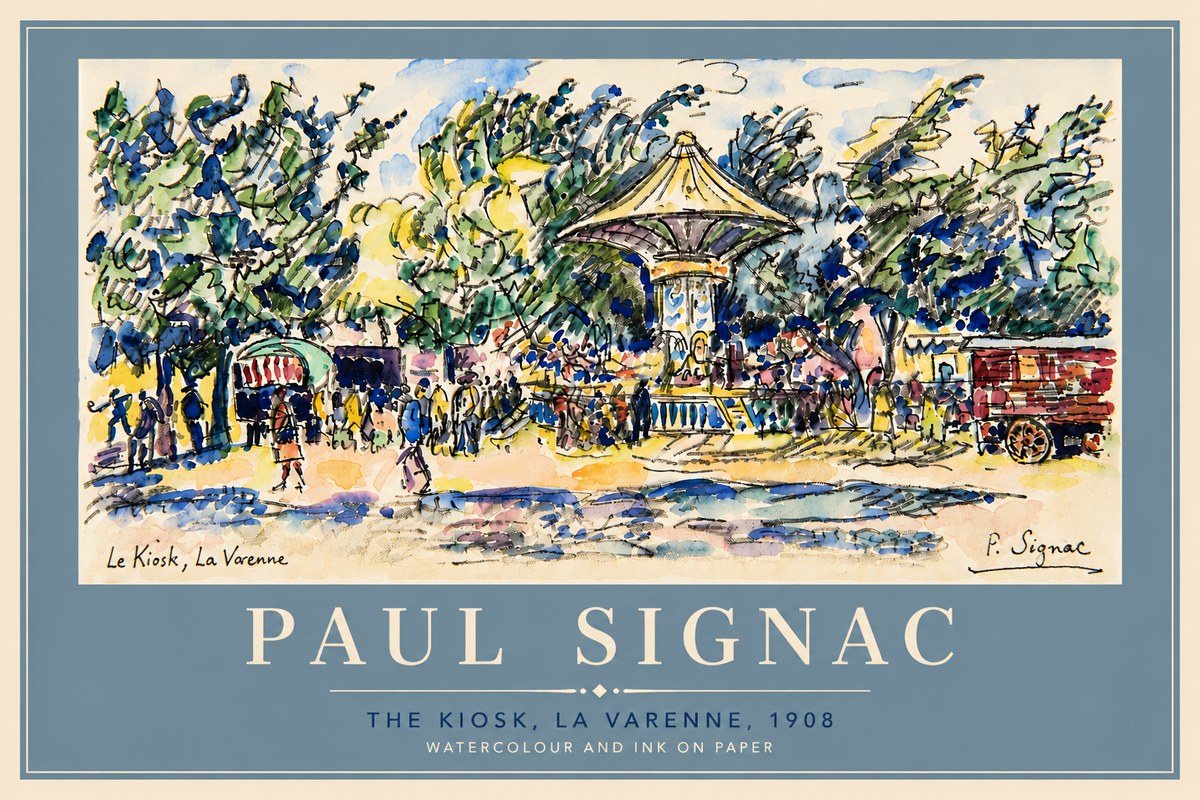 Signac The Kiosk, La Varenne, 1908 No5 - Plakát