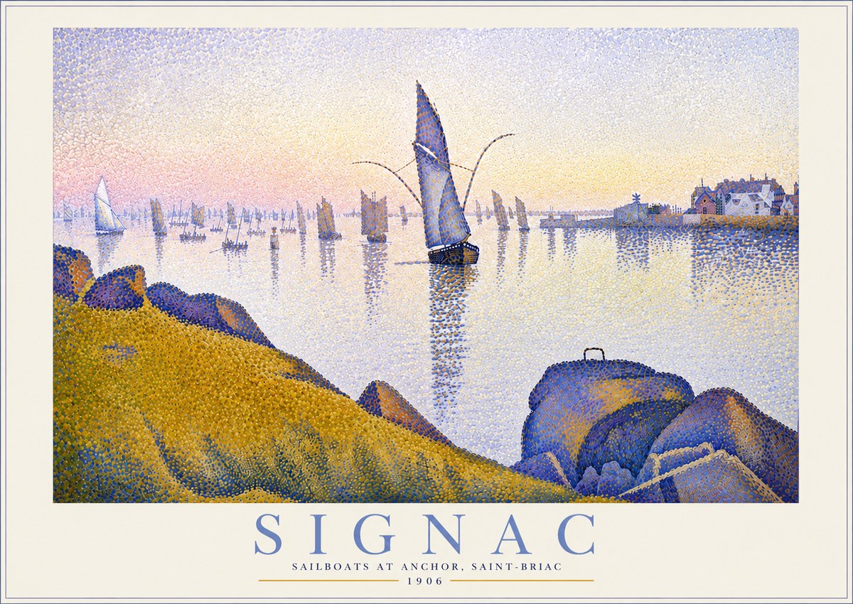 Signac Sailboats at Anchor, Saint-briac No4 - Plakát