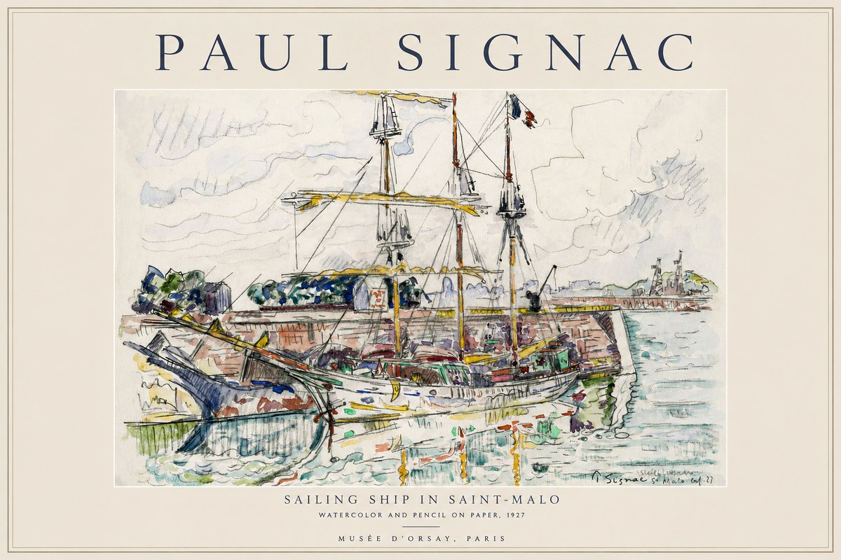 Signac Sailing Ship in Saint-malo No1 - Plakát