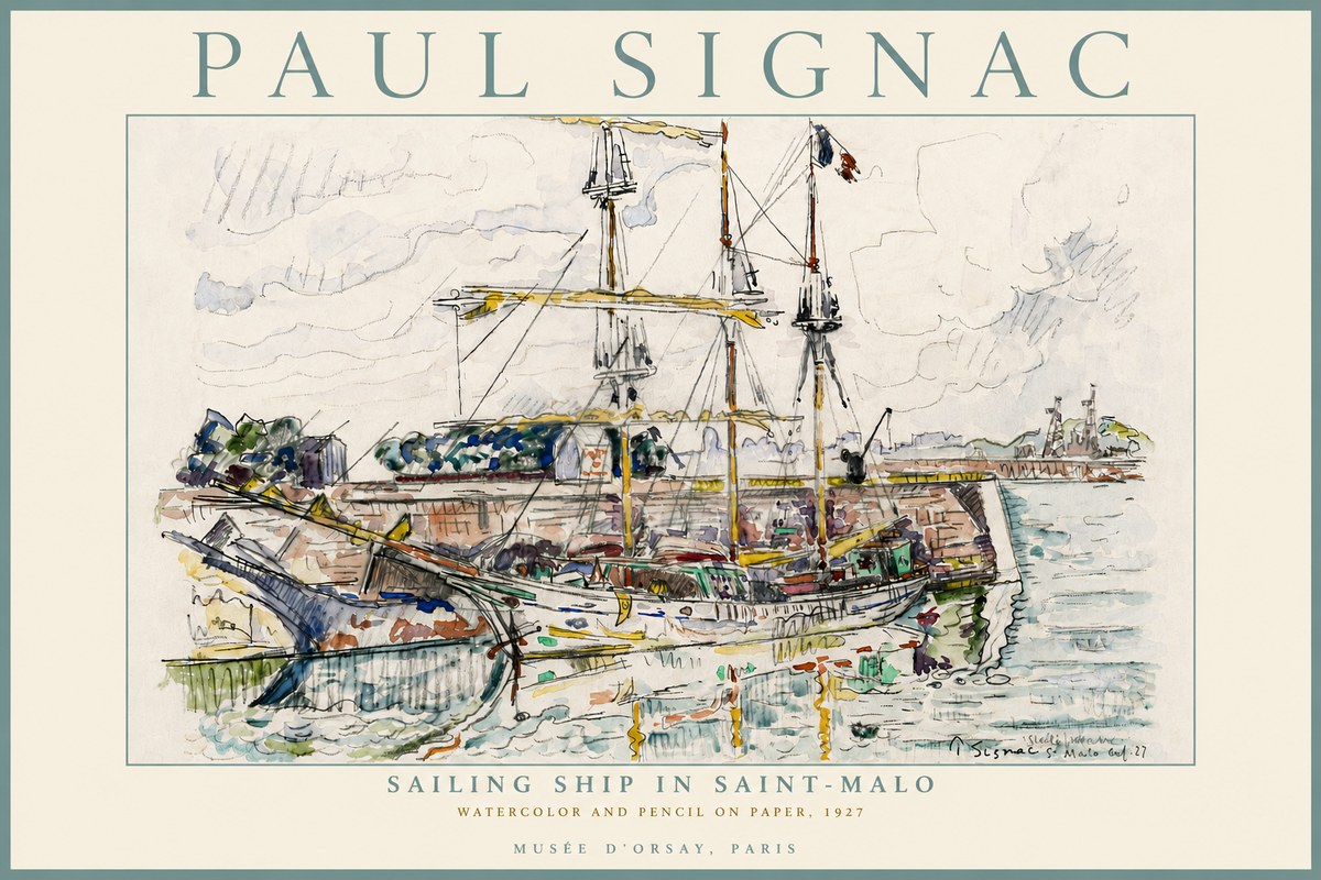 Signac Sailing Ship in Saint-malo No6 - Plakát